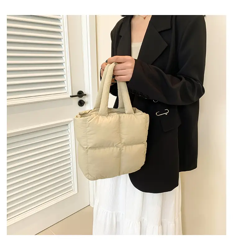 Women's White Down Cotton Shoulder Bag 2026 — feature 24
