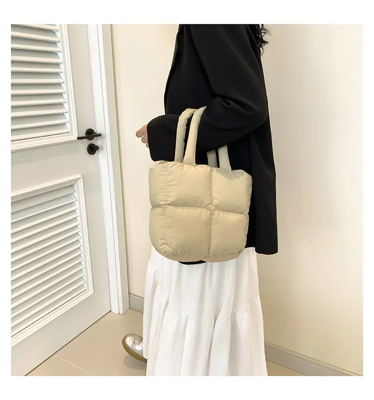 Women's White Down Cotton Shoulder Bag 2026 — feature 25
