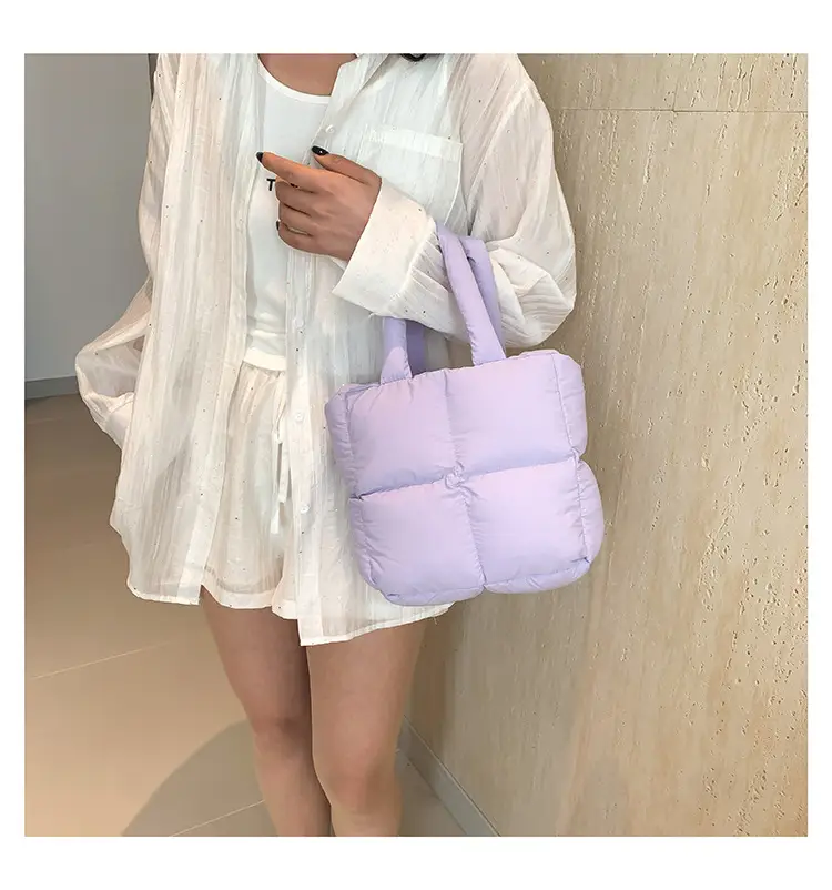 Women's White Down Cotton Shoulder Bag 2026 — feature 36