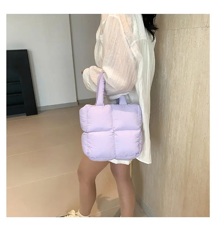 Women's White Down Cotton Shoulder Bag 2026 — feature 37