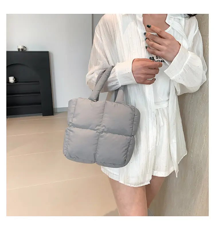 Women's White Down Cotton Shoulder Bag 2026 — feature 38