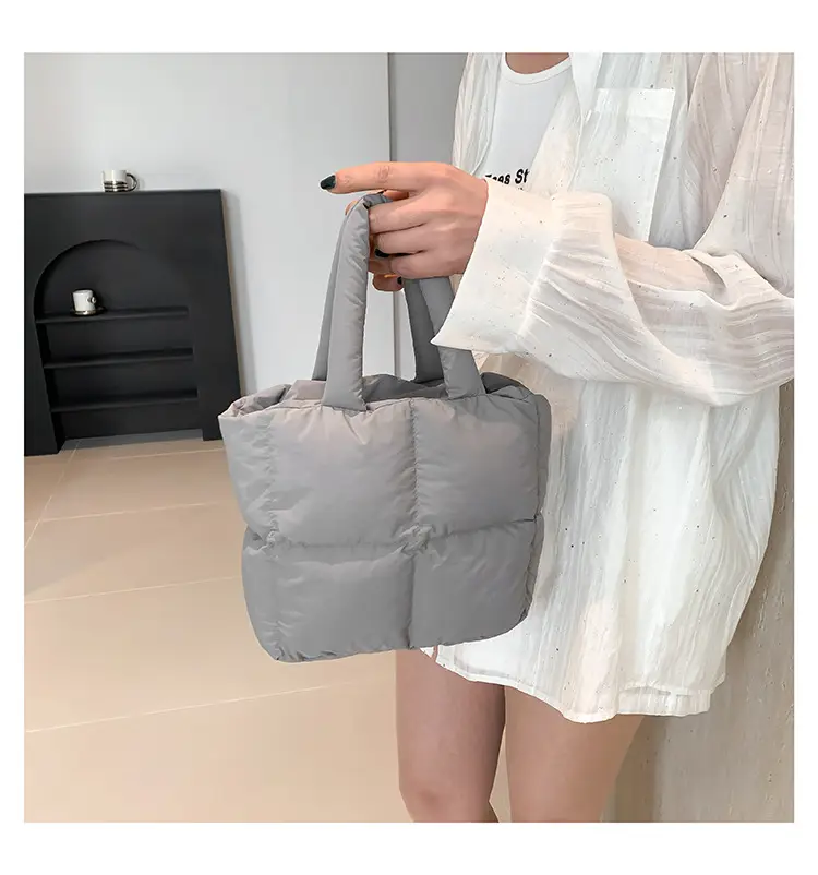 Women's White Down Cotton Shoulder Bag 2026 — feature 39