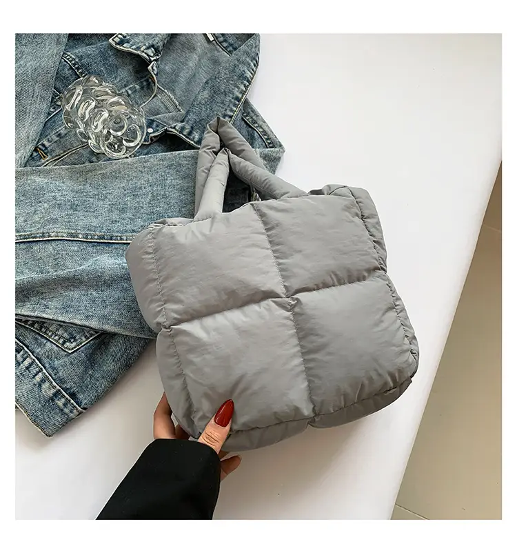 Women's White Down Cotton Shoulder Bag 2026 — feature 44