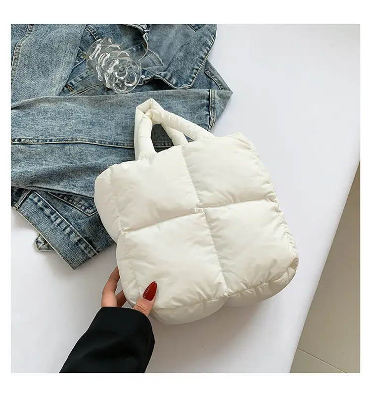 Women's White Down Cotton Shoulder Bag 2026 — feature 50
