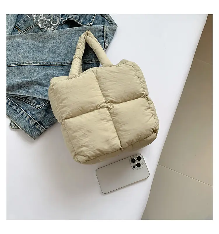 Women's White Down Cotton Shoulder Bag 2026 — feature 52