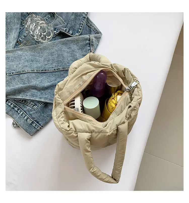 Women's White Down Cotton Shoulder Bag 2026 — feature 58