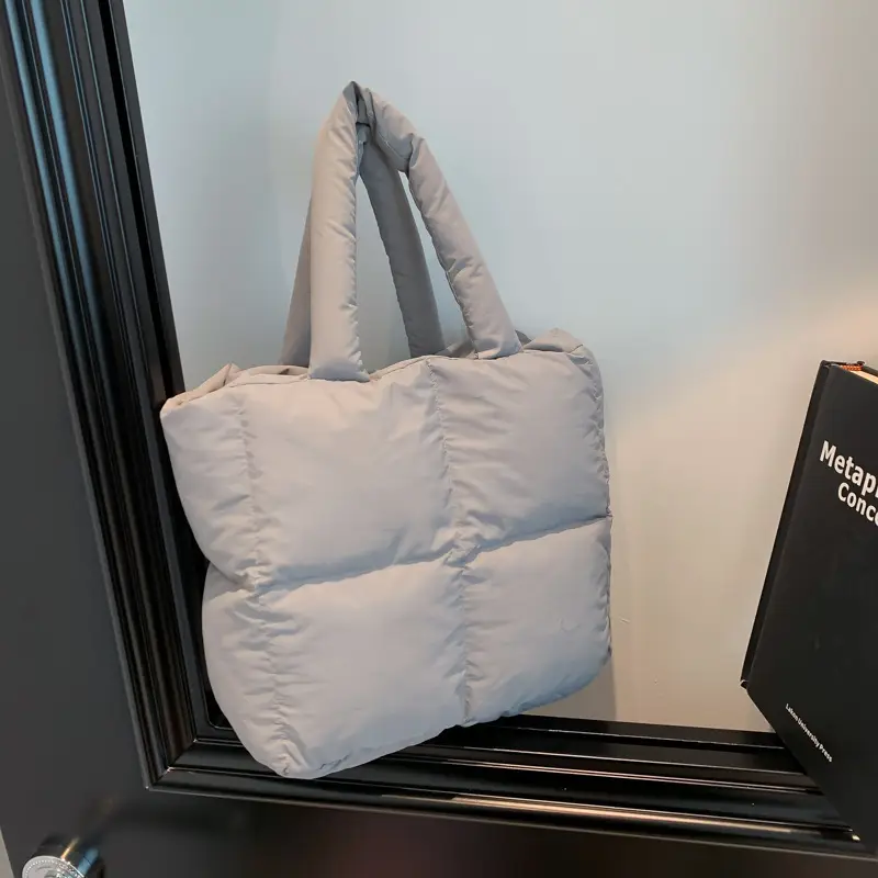Women's White Down Cotton Shoulder Bag 2026 - Image 2
