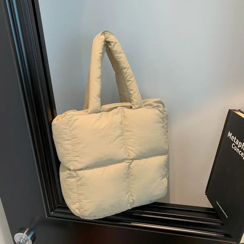 Women's White Down Cotton Shoulder Bag 2026 - Image 5