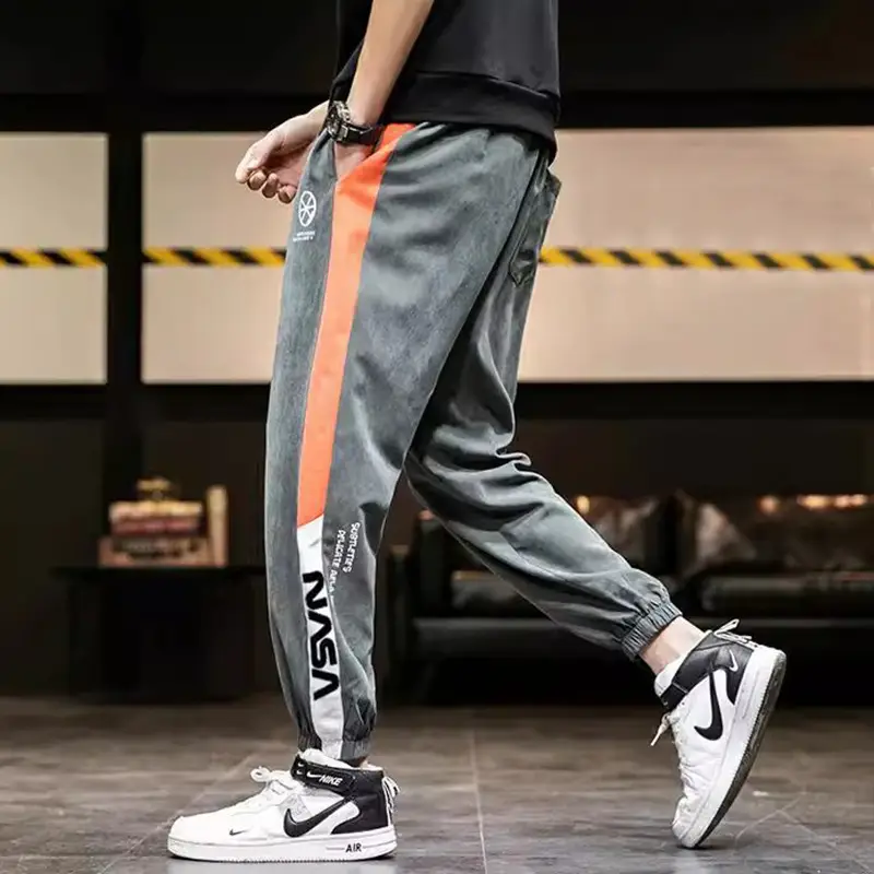 Men Black Green Striped Track Pants Large Casual Pants - Image 6