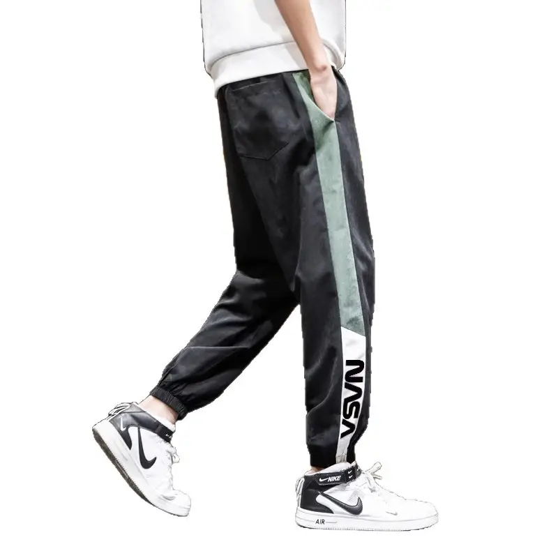 Men Black Green Striped Track Pants Large Casual Pants - Image 7