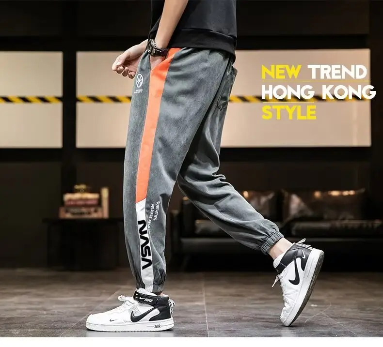 Men Black Green Striped Track Pants Large Casual Pants — feature 10