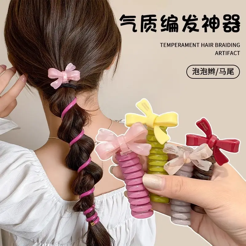 Women's Bubble Hair Braide Rope with Bow
