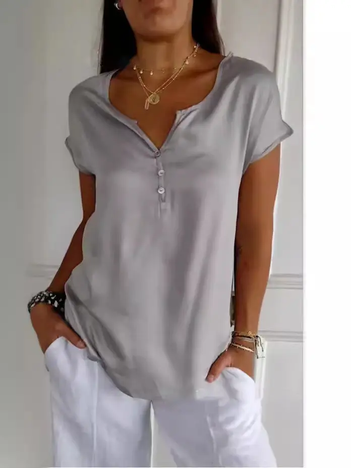 2024 Summer Loose Sleeve Top White Pants Set