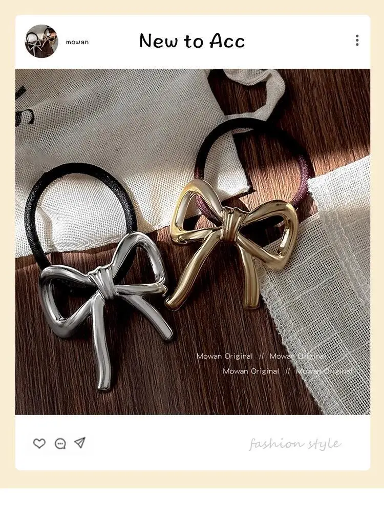 French Bow Hair Rope Women's 2024 New Gold Silver — feature 1