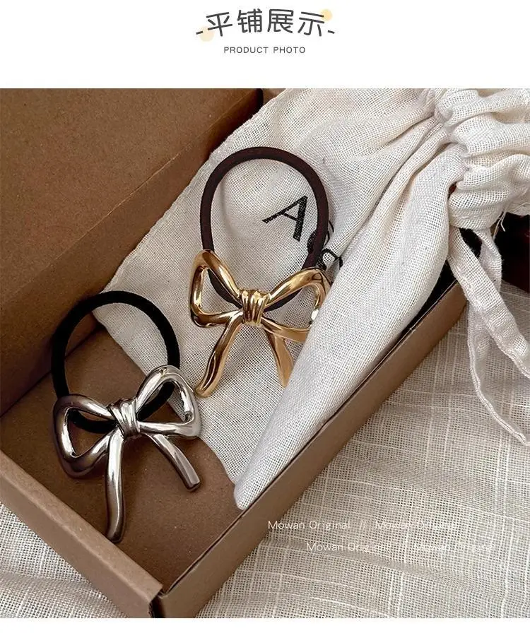 French Bow Hair Rope Women's 2024 New Gold Silver — feature 4