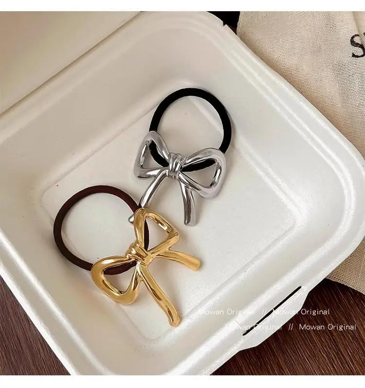 French Bow Hair Rope Women's 2024 New Gold Silver — feature 5