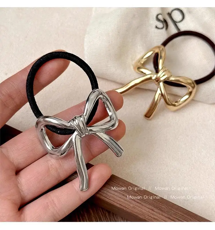 French Bow Hair Rope Women's 2024 New Gold Silver — feature 6