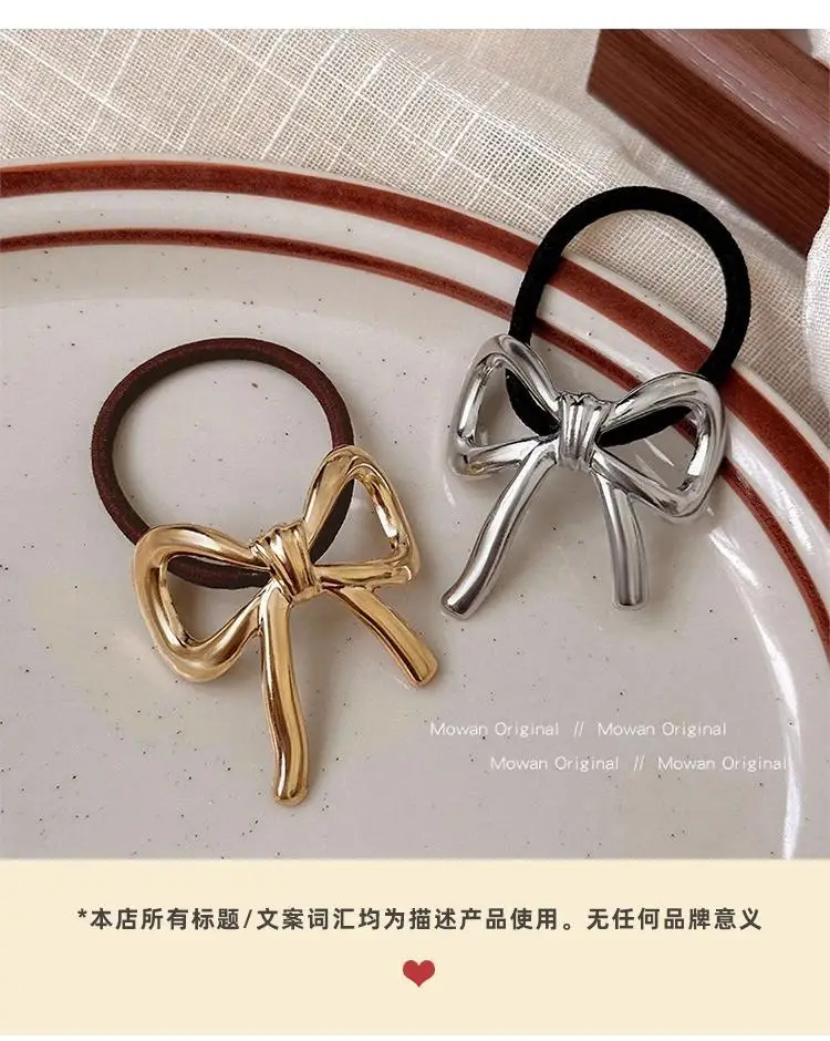 French Bow Hair Rope Women's 2024 New Gold Silver — feature 7