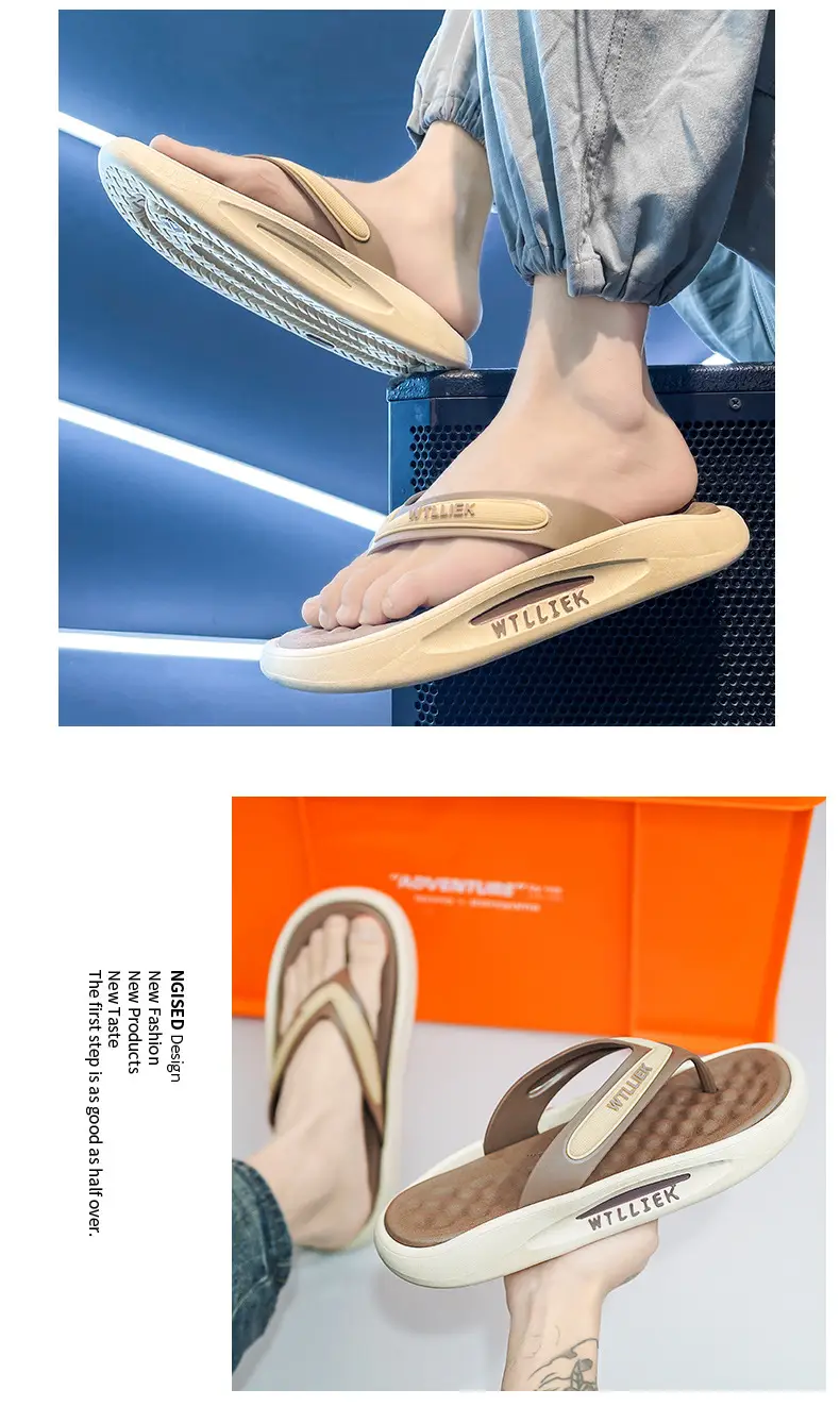 TikTok Live Broadcast Summer Fashion All-match Leisure Sports Outdoor Flip-flops Men's Foreign Trade Men's Thick Bottom Flip-flops — feature 7