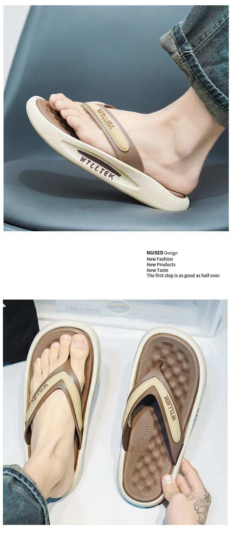TikTok Live Broadcast Summer Fashion All-match Leisure Sports Outdoor Flip-flops Men's Foreign Trade Men's Thick Bottom Flip-flops — feature 8