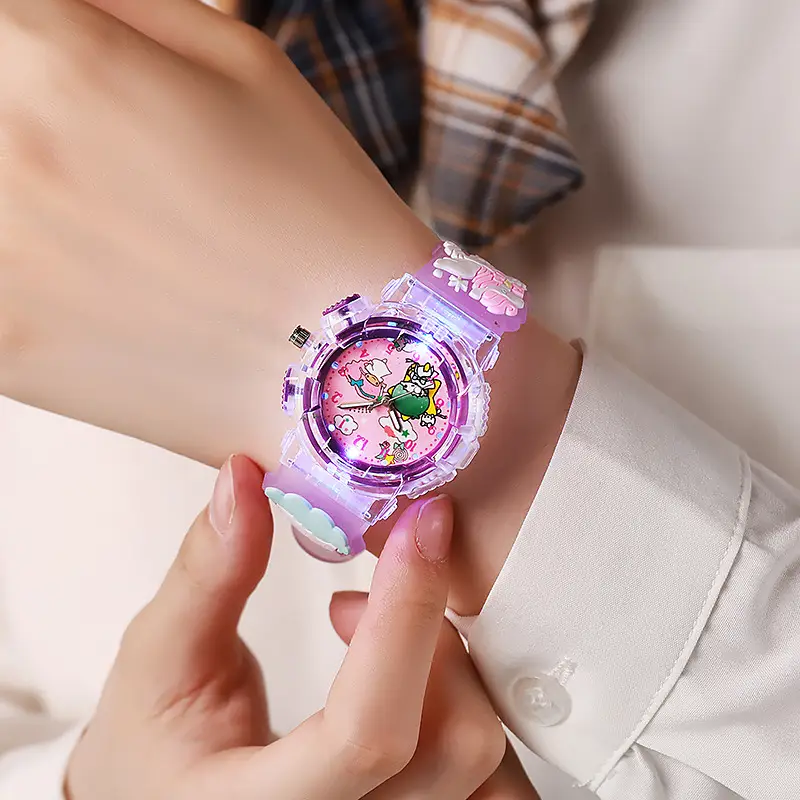 Cartoon luminous 3D new silicone cartoon watch student party female quartz children's watch luminous luminous cross-border outfit
