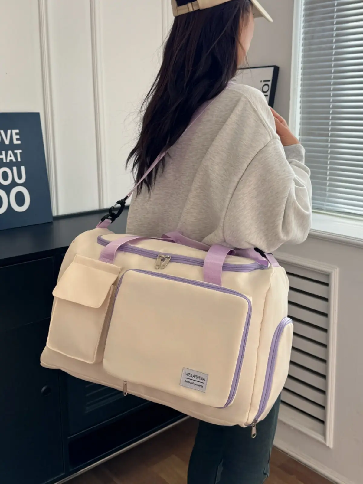 Contrast Color Foldable Fitness Bag for Travel