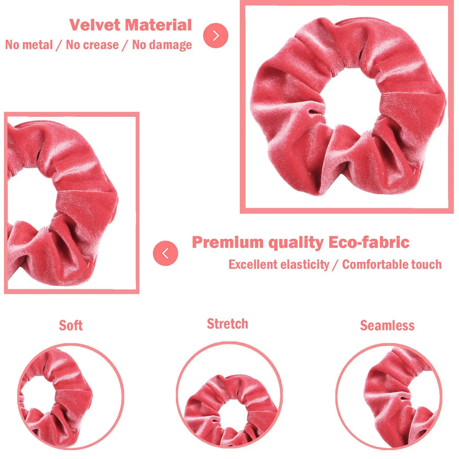 Pink Elastic Hair Rings for Women - 3 Pack — feature 1