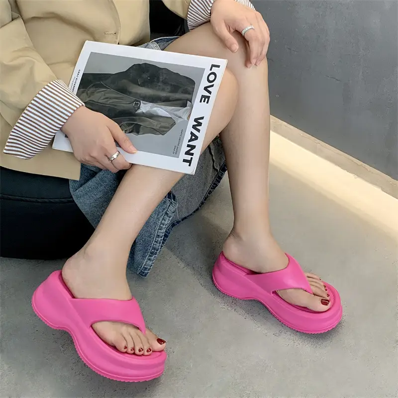 EVA Thick Bottom Elevated Feces-stepping Flip-flops Women's Outwearing Summer Soft Bottom Internet Celebrous INS All-match Beach Sandals and Slippers for Women - Image 8