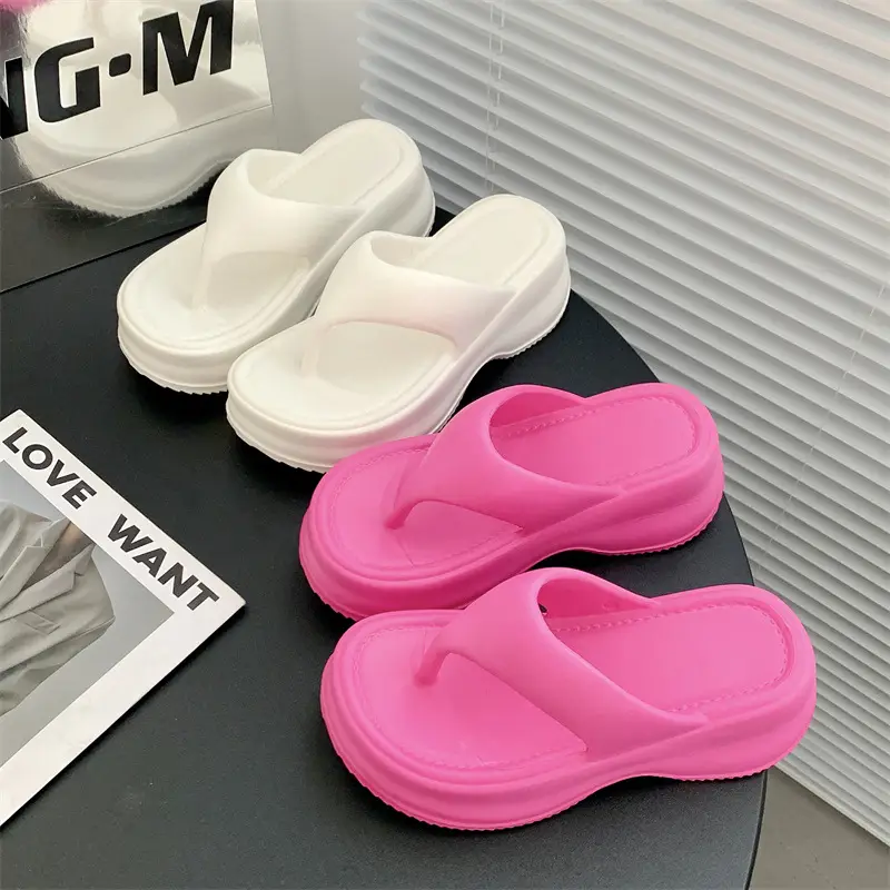 EVA Thick Bottom Elevated Feces-stepping Flip-flops Women's Outwearing Summer Soft Bottom Internet Celebrous INS All-match Beach Sandals and Slippers for Women - Image 10