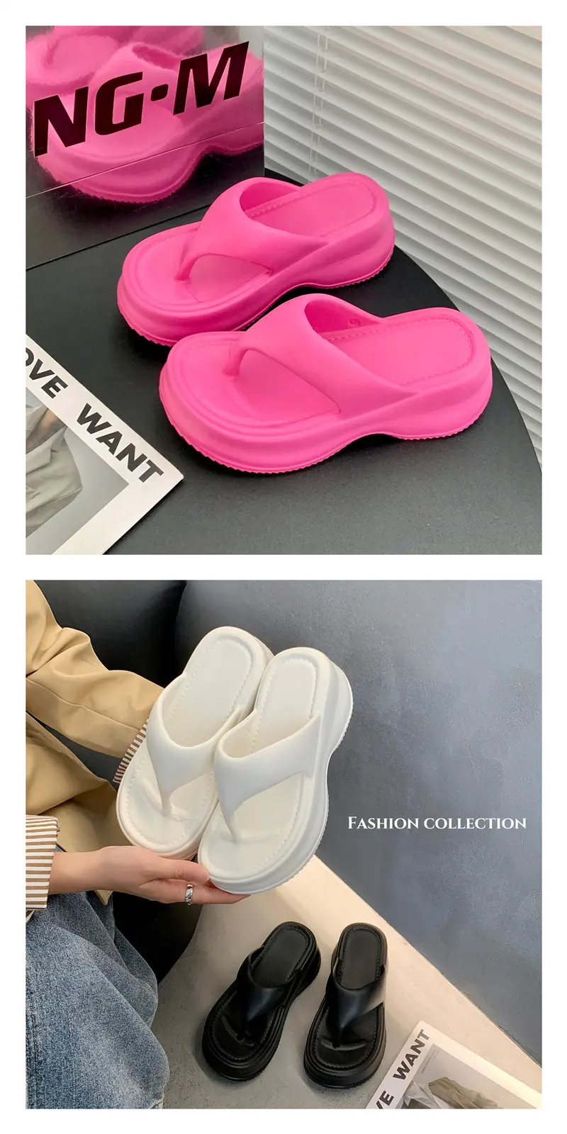 EVA Thick Bottom Elevated Feces-stepping Flip-flops Women's Outwearing Summer Soft Bottom Internet Celebrous INS All-match Beach Sandals and Slippers for Women — feature 7