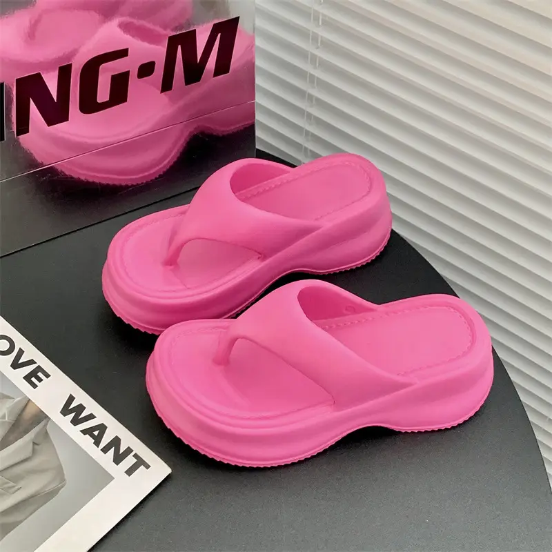 EVA Thick Bottom Elevated Feces-stepping Flip-flops Women's Outwearing Summer Soft Bottom Internet Celebrous INS All-match Beach Sandals and Slippers for Women - Image 2