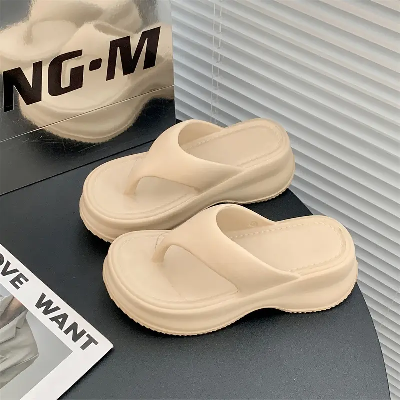EVA Thick Bottom Elevated Feces-stepping Flip-flops Women's Outwearing Summer Soft Bottom Internet Celebrous INS All-match Beach Sandals and Slippers for Women - Image 3