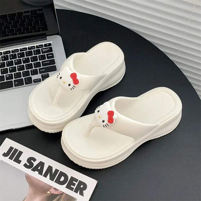 EVA Thick Bottom Elevated Feces-stepping Flip-flops Women's Outwearing Summer Soft Bottom Internet Celebrous INS All-match Beach Sandals and Slippers for Women - Image 4
