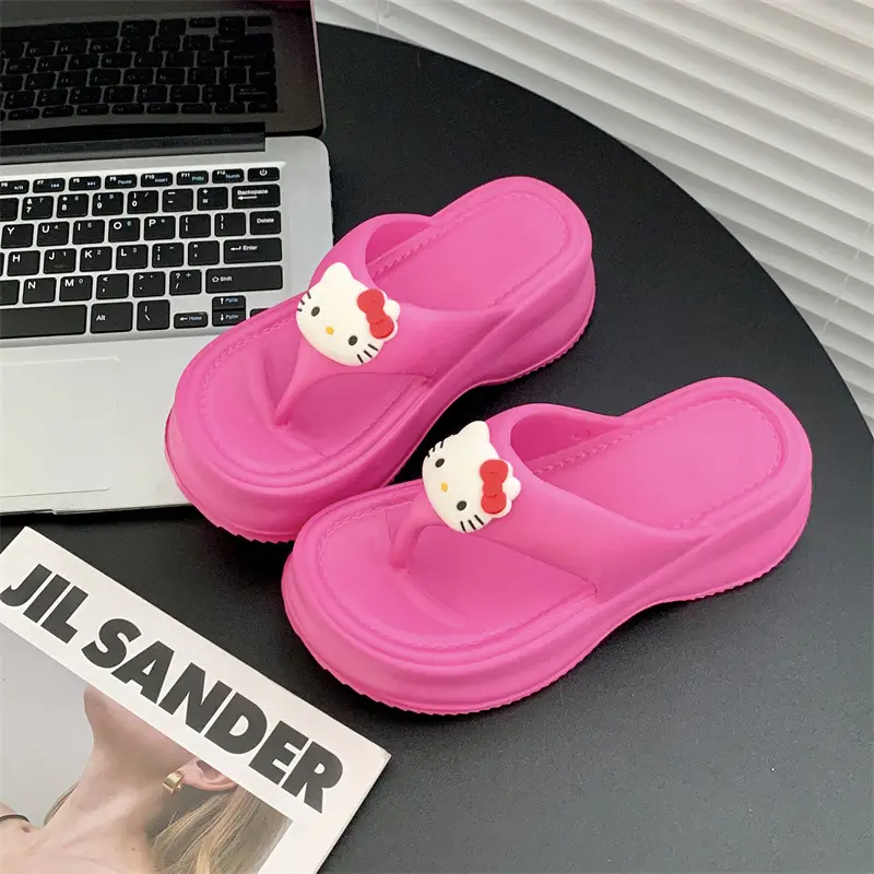 EVA Thick Bottom Elevated Feces-stepping Flip-flops Women's Outwearing Summer Soft Bottom Internet Celebrous INS All-match Beach Sandals and Slippers for Women - Image 5