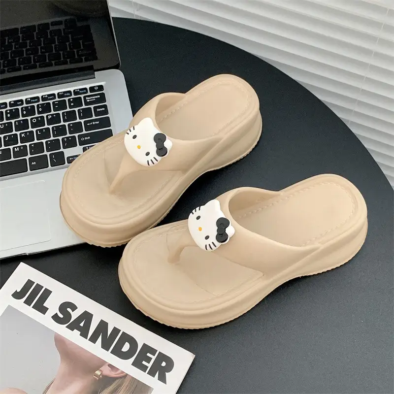 EVA Thick Bottom Elevated Feces-stepping Flip-flops Women's Outwearing Summer Soft Bottom Internet Celebrous INS All-match Beach Sandals and Slippers for Women - Image 6