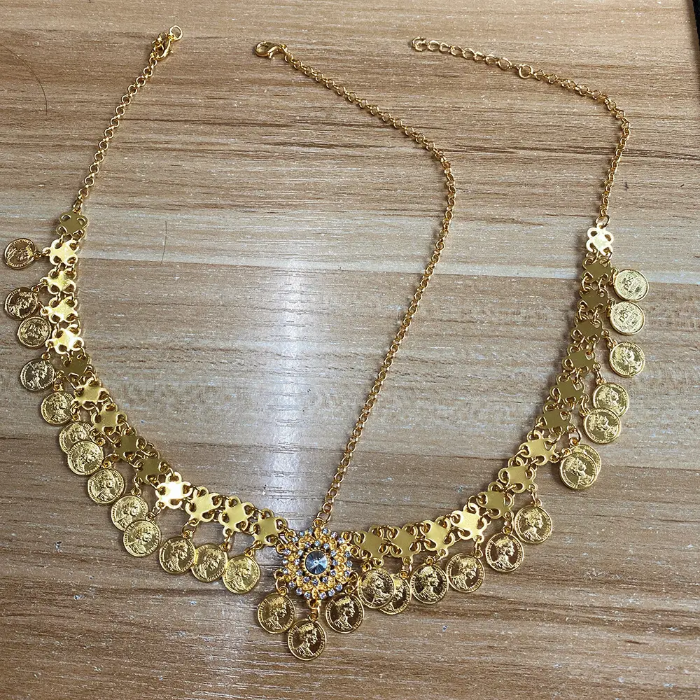 Vintage Gold Coin Pendant Hairband for Women