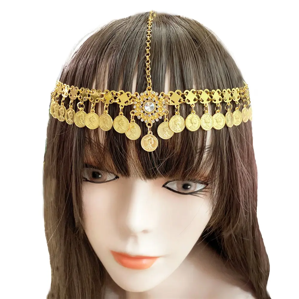 Vintage Gold Coin Pendant Hairband for Women