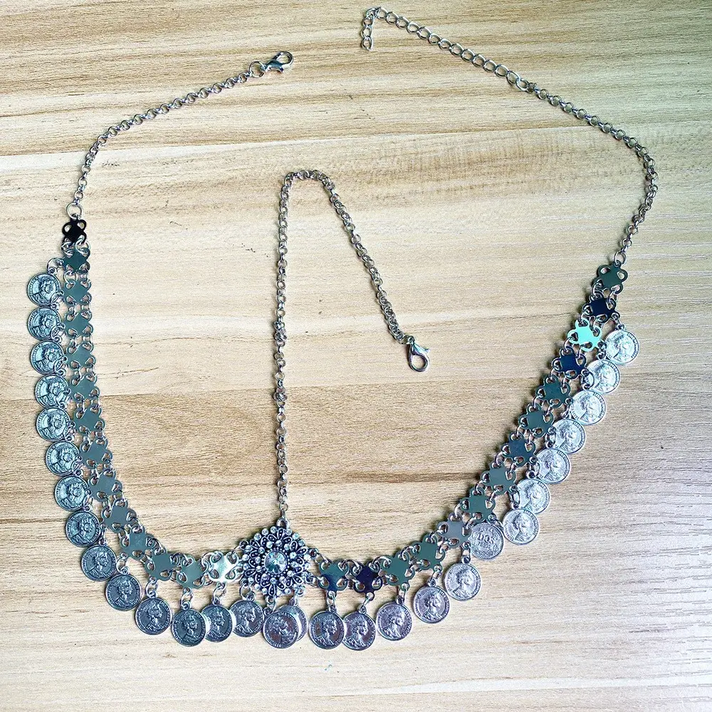Vintage Gold Coin Pendant Hairband for Women