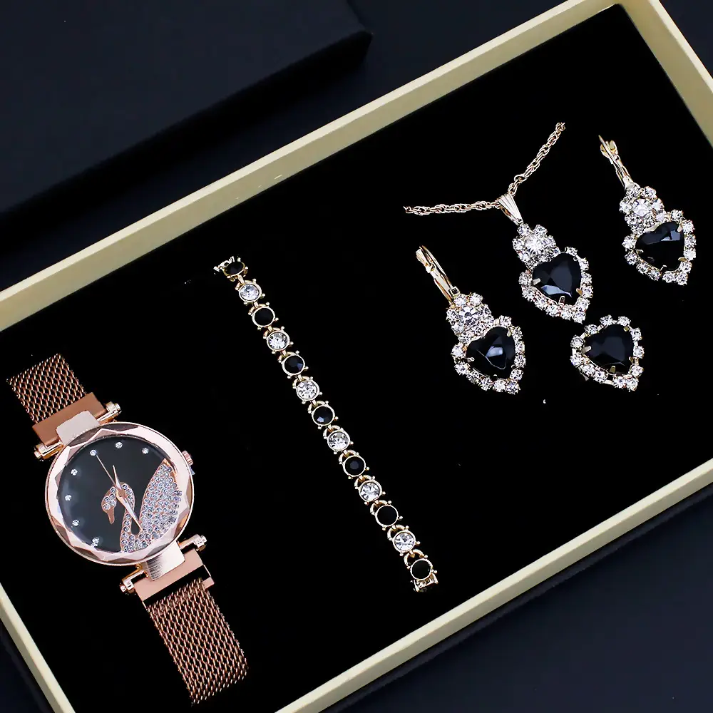 Women's Blue Crystal Watch Set 5PCS with Bracelet & Earrings — feature 5
