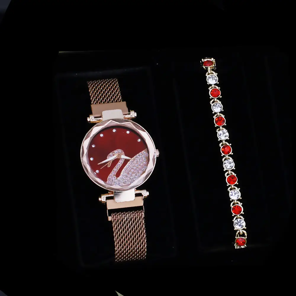 Women's Blue Crystal Watch Set 5PCS with Bracelet & Earrings — feature 8