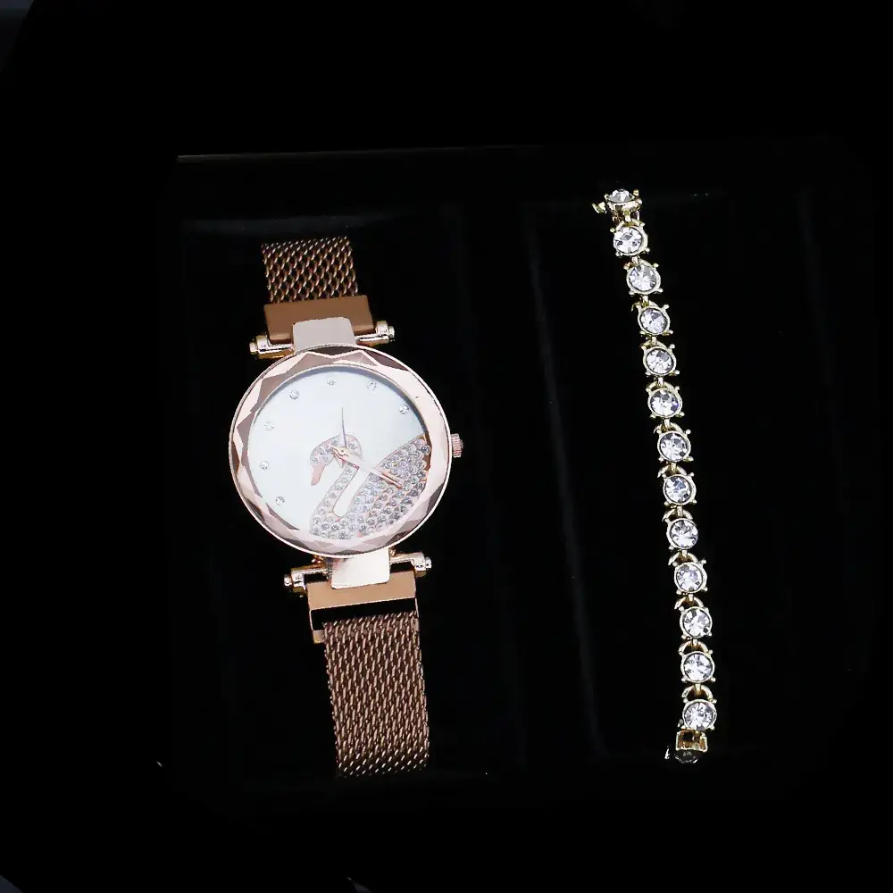 Women's Blue Crystal Watch Set 5PCS with Bracelet & Earrings - Image 11