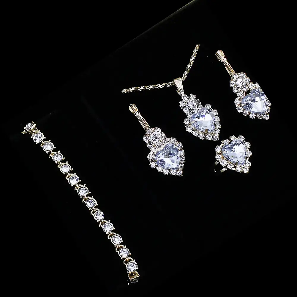 Women's Blue Crystal Watch Set 5PCS with Bracelet & Earrings - Image 16