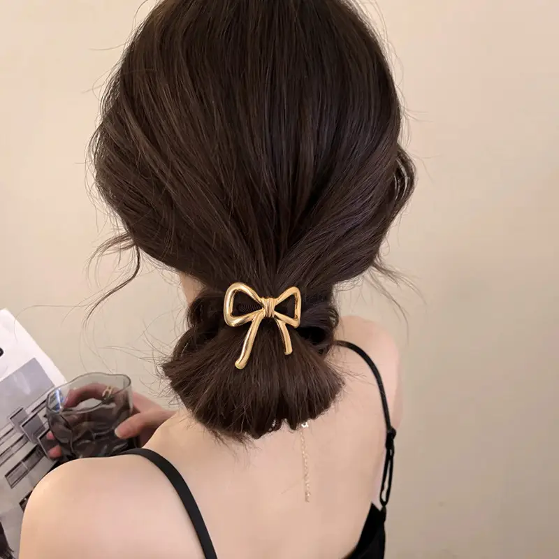 Silver Bow Hair Rope Hair Ring New Style High Elastic Rubber Band - Image 5