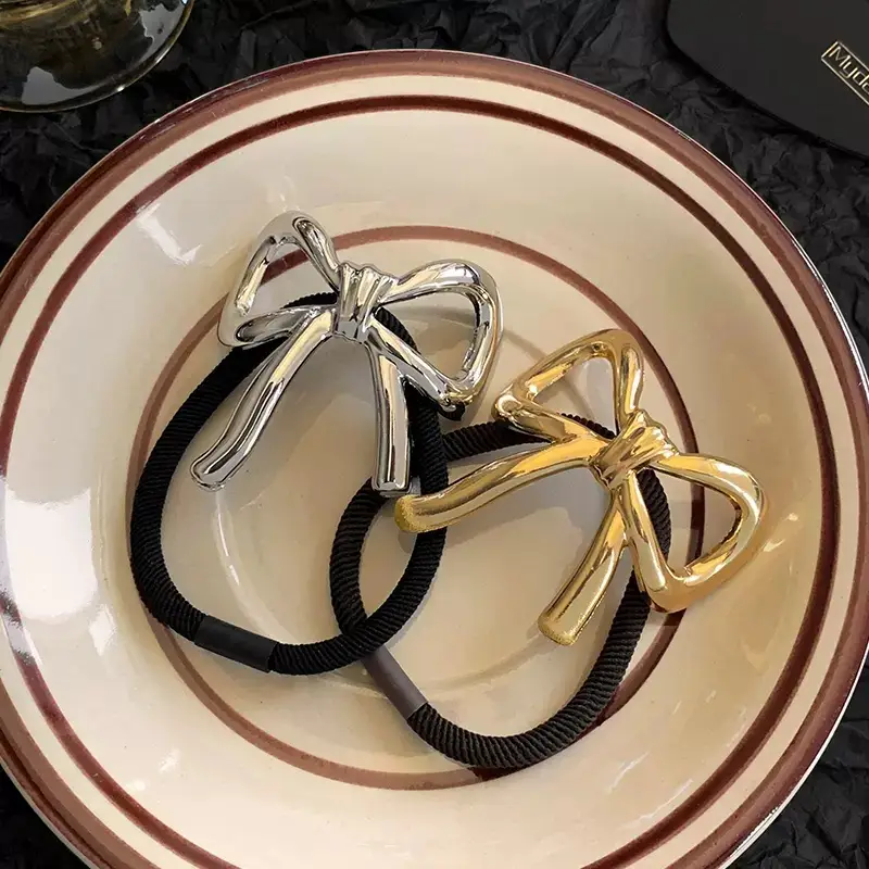 Silver Bow Hair Rope Hair Ring New Style High Elastic Rubber Band - Image 6