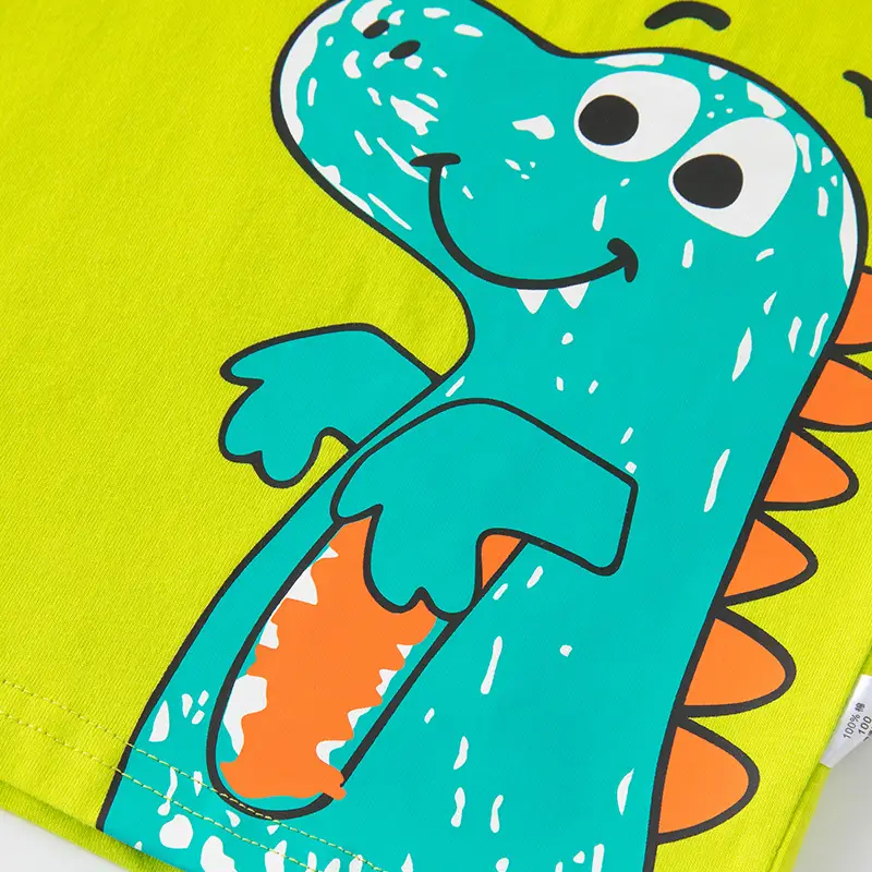 Children's Cotton Dinosaur T-Shirt Purple Short Sleeve