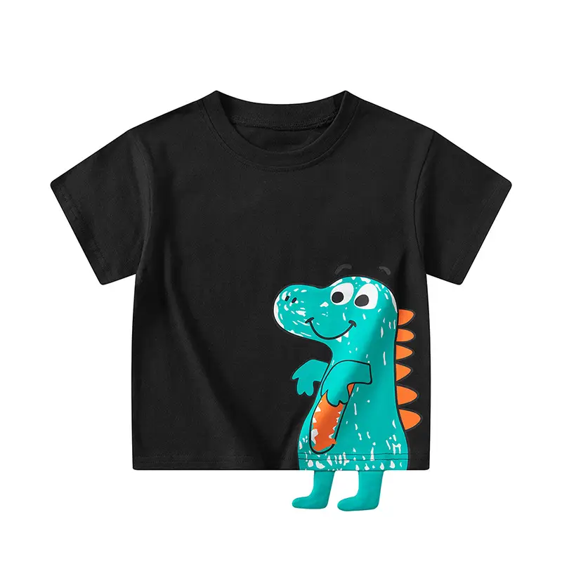 Children's Cotton Dinosaur T-Shirt Purple Short Sleeve