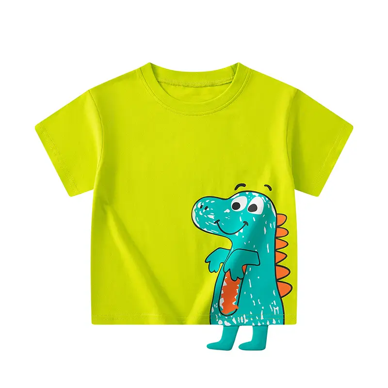 Children's Cotton Dinosaur T-Shirt Purple Short Sleeve