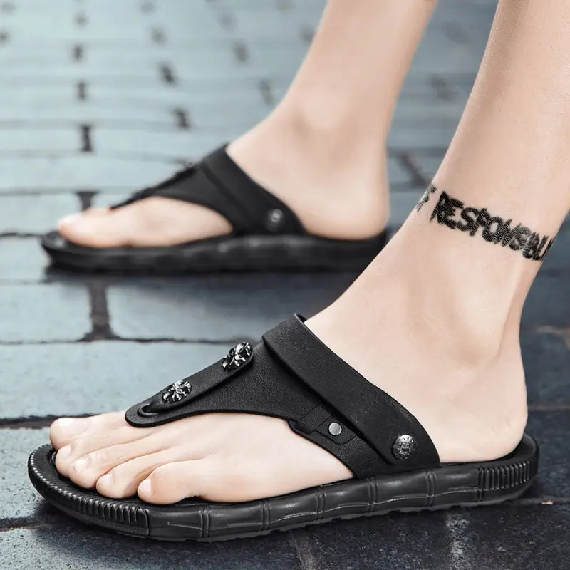 Summer New Sandals Men's Non-slip Two-wear Fashion Clip Flip-flops Sandals Casual Soft Sole Outer Wear Beach Shoes