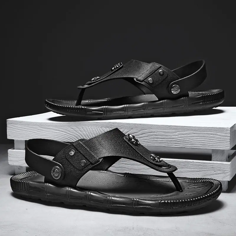 Summer New Sandals Men's Non-slip Two-wear Fashion Clip Flip-flops Sandals Casual Soft Sole Outer Wear Beach Shoes