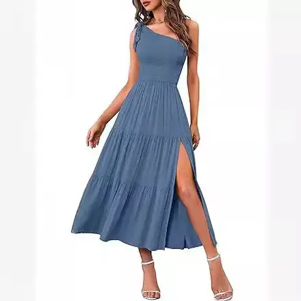 2024 Women's Navy Blue Pleated Summer Dress - Image 10